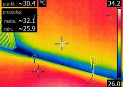 Termowizja mokrej ściany H2O Osuszanie Badura